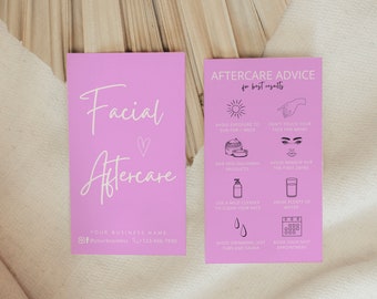 Esthetician Facial Aftercare Card Template: Care Instructions (Canva Editable)