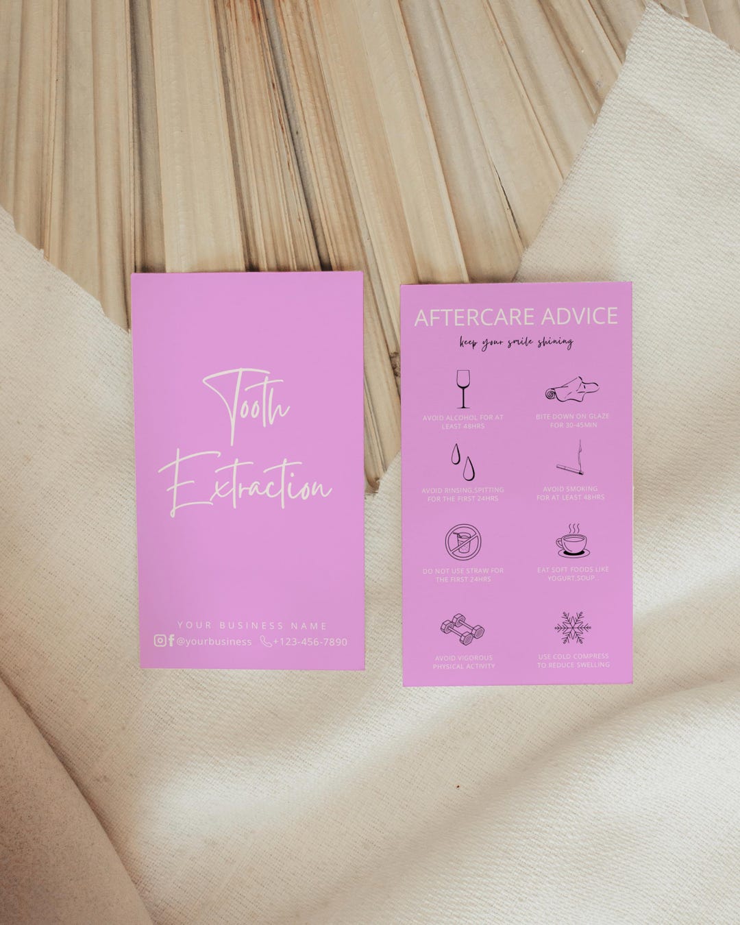 Tooth Extraction Aftercare Card Template: Dental Guide (canva Editable ...
