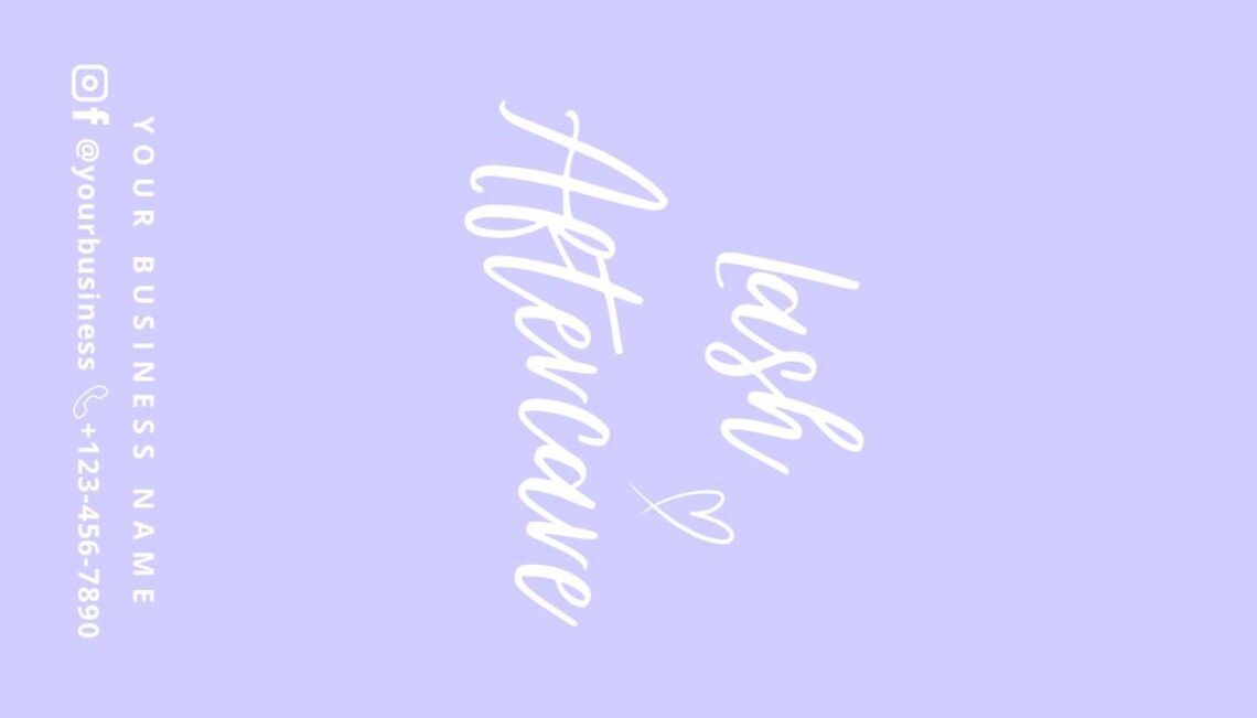Eyelash Aftercare Card Template Lash Aftercare Card Template Editable ...