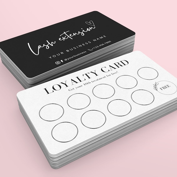 Loyalty Card Small Business Loyalty Card Beauty Bussines Card Printable Canva Template Discount Card Lash Tech Loyalty Card