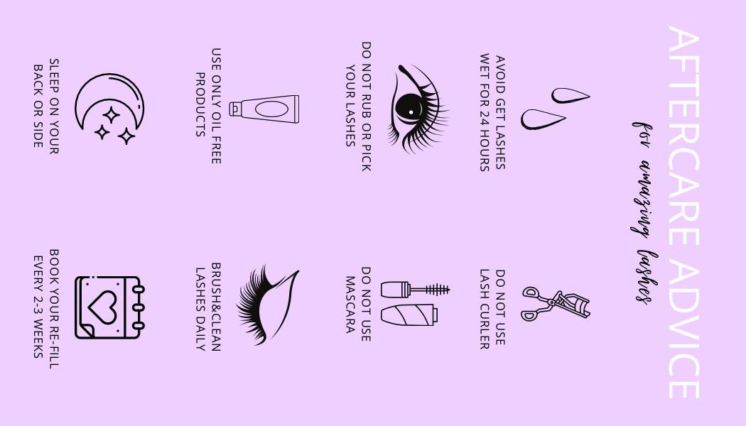 Editable Lash Aftercare Card Template: Printable Vertical Design (canva ...