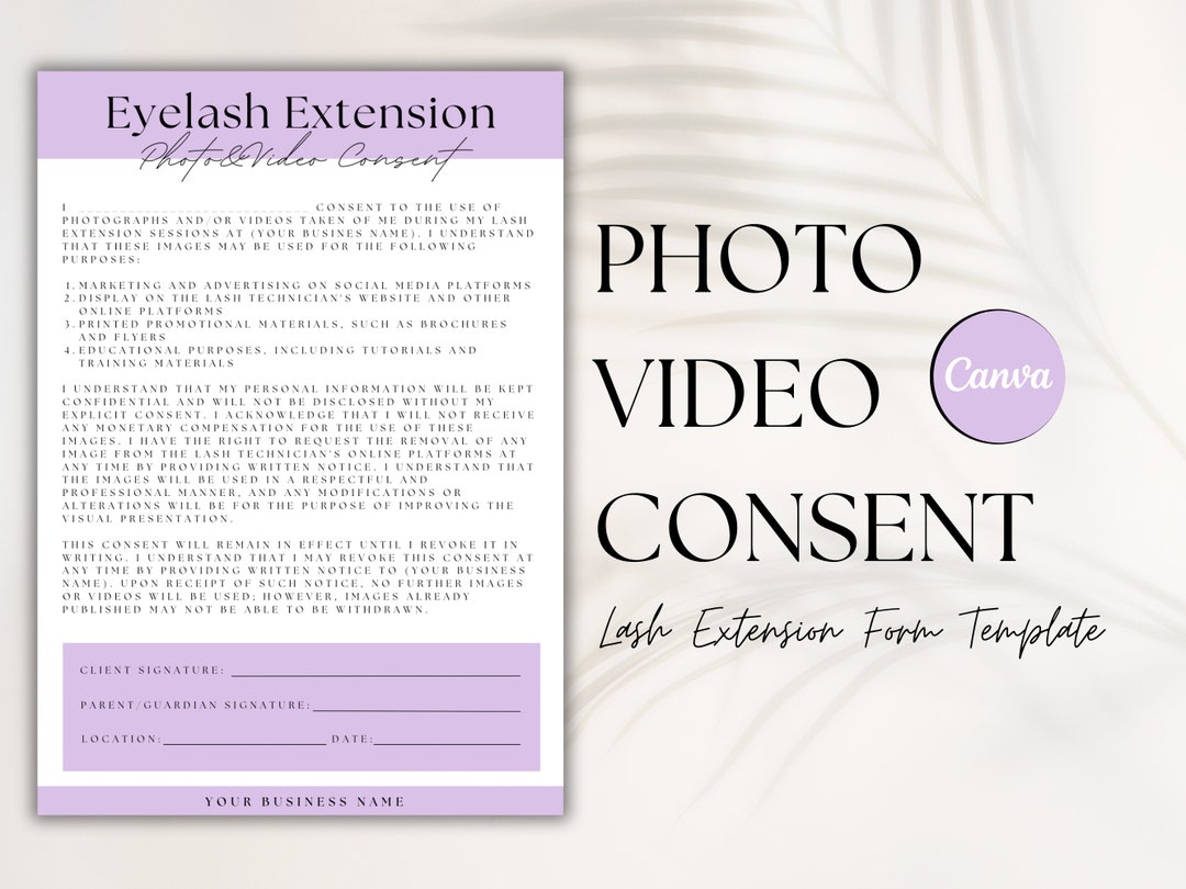 Lash Extension Photo & Video Consent Form Template (canva Editable) - Etsy