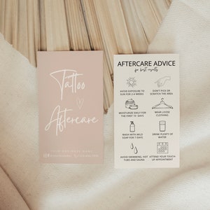 Plantilla de tarjeta para el cuidado posterior del tatuaje, instrucciones para el cuidado del tatuaje, tarjeta para el cuidado del tatuaje, plantillas de consejos para el cuidado del tatuaje, plantilla para el cuidado posterior del tatuaje