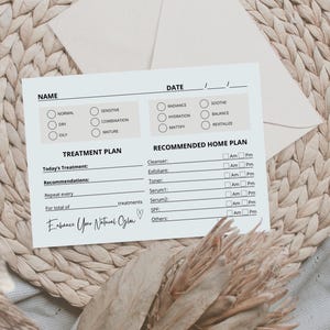 May include: A white printable skincare routine planner with sections for name, date, skin type, treatment plan, and recommended home plan. The planner includes checkboxes for different skin types, skin concerns, and AM/PM routines. The text "Enhance Your Natural Glow" is written at the bottom of the planner.