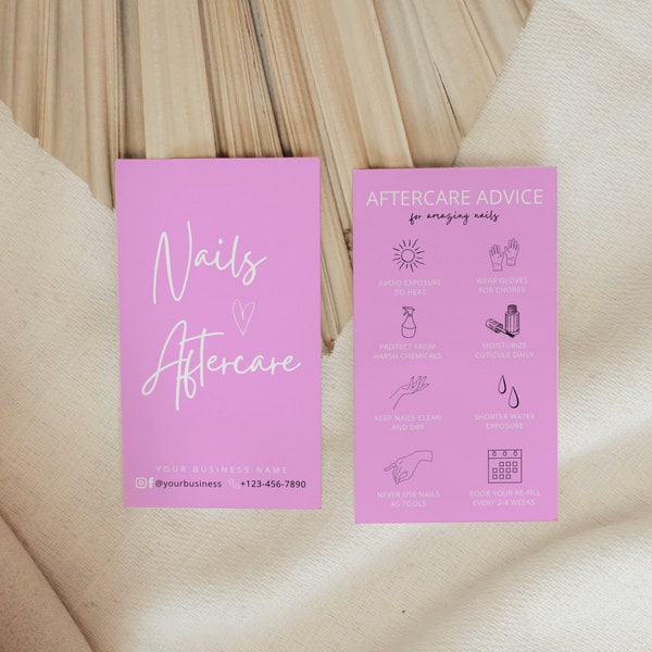 Nails Aftercare Card Template Acrylic Nails Aftercare Gel Nails Aftercane Lash Polish Aftercare Gel Polish Aftercate Nails Care Tips Card