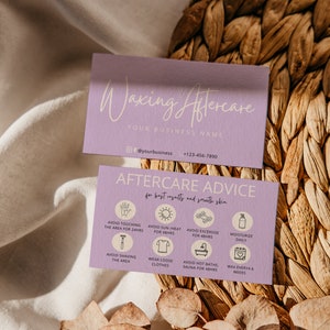 Waxing Aftercare Card Template Wax Aftercare Card Template Wax Care Guide Editable Wax Care Card Waxing Template Waxing Post Care Canva