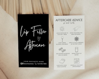 Lip Filler Aftercare Card Template: Esthetician Client Instructions (Canva Editable)