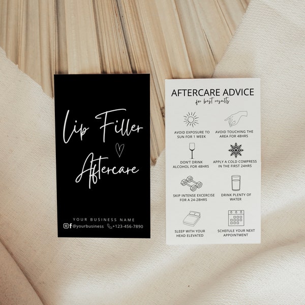 Lip Filler Aftercare Card Template Lip Filler Care Tips LipFiller Care Instructions Hyaluron Aftercare Template Filler Aftercare Template