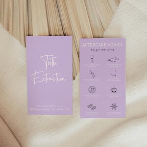 Modèle de carte de suivi d'extraction dentaire Modèle de guide de soins dentaires Modèle de soins dentaires Modèle imprimable d'instructions de soins dentaires