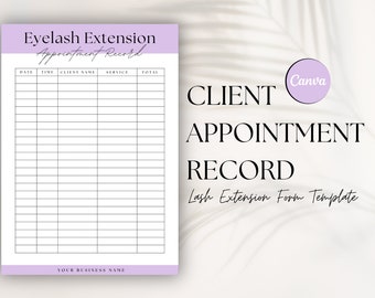 Lash Extension Client Record Form: Editable Lash Tech Template (Canva)
