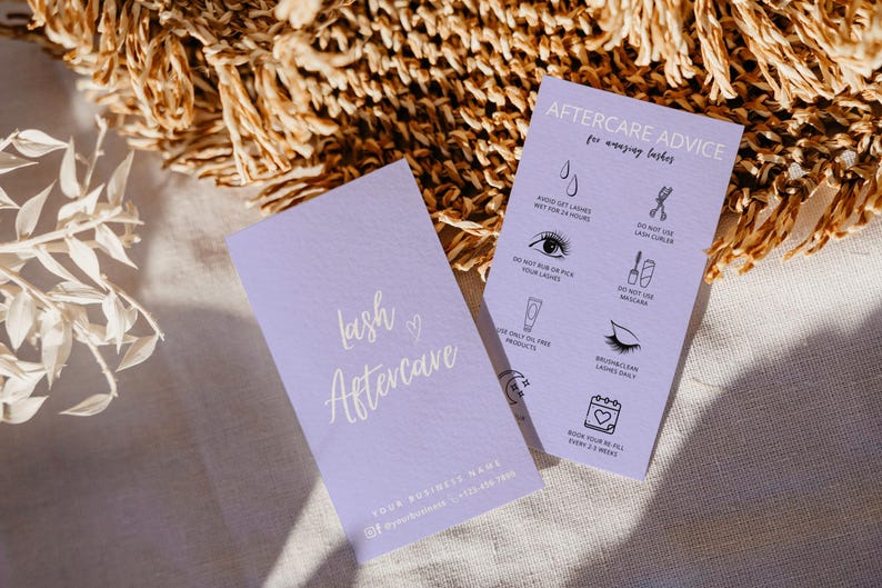 Eyelash Aftercare Card Template Lash Aftercare Card Template Editable ...