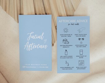 Facial Aftercare Card Template: Esthetician Client Instructions (Canva Editable)