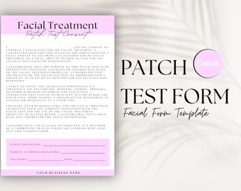Sjabloon testformulier gezichtspatch: formulier salonestheticus (canva bewerkbaar, pdf)