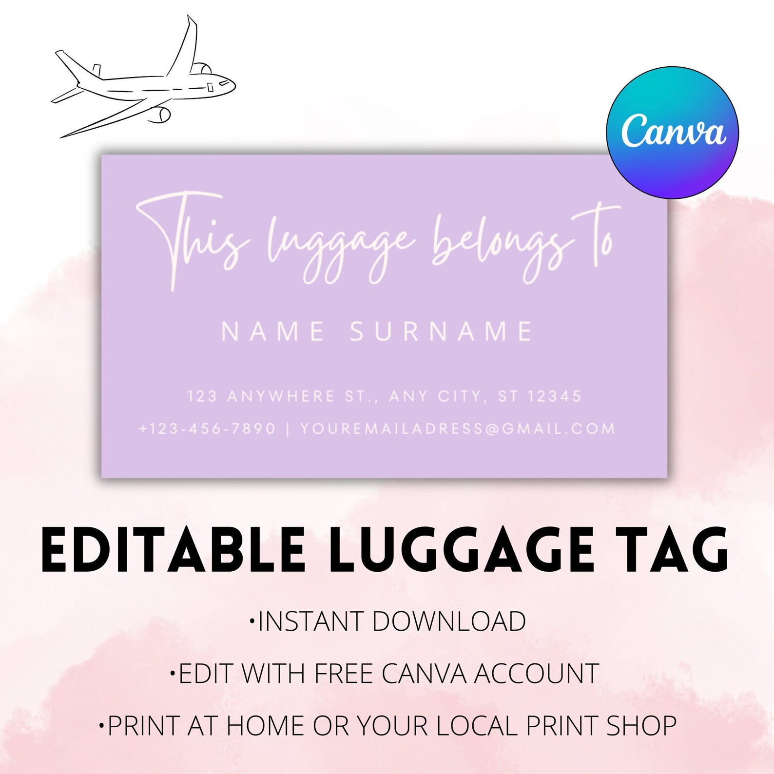 Luggage Tag Suitcase Tage Travel Tag Suitcase Tag Printable Luggage