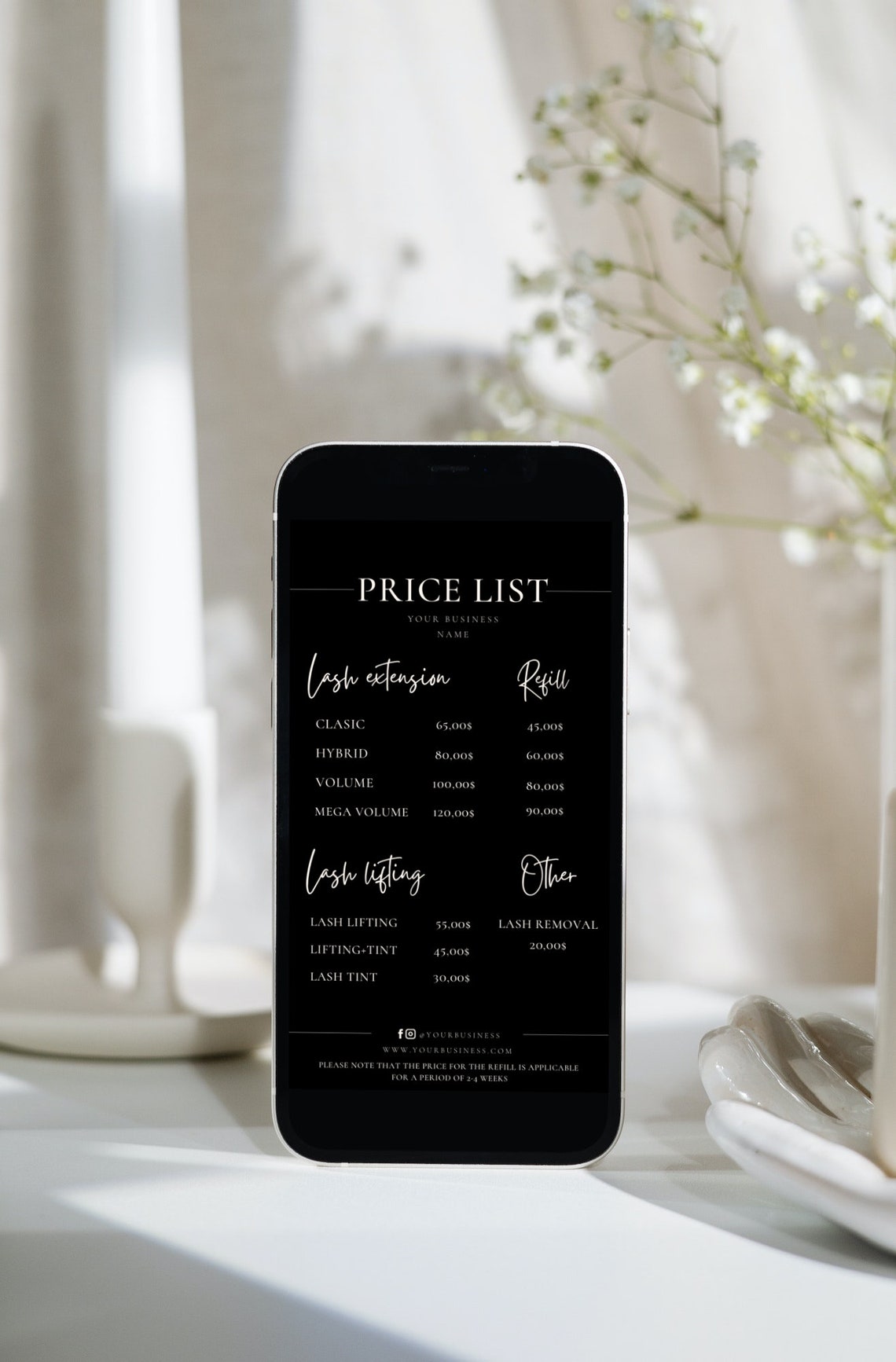 Digital Price List Template Digital Price List Electronic Etsy