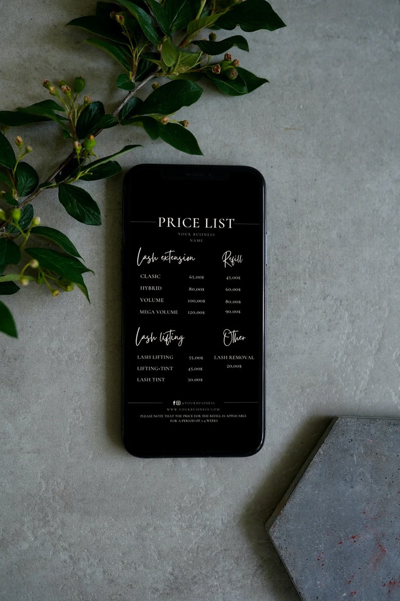 Digital Price List Template Digital Price List Electronic Etsy