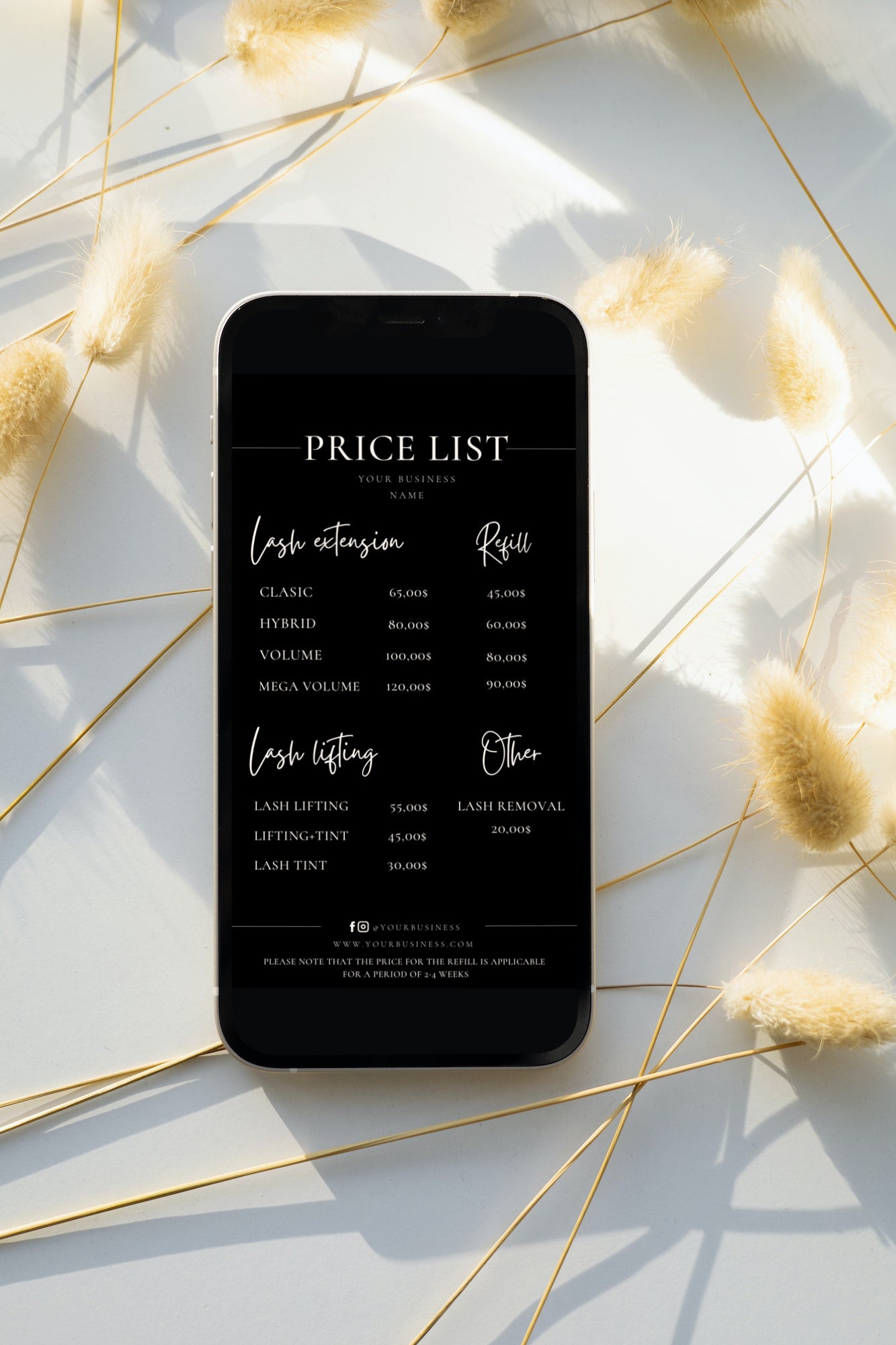 Digital Price List Template Digital Price List Electronic Etsy