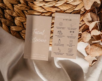 Esthetician Facial Aftercare Card Template: Care Instructions (Canva Editable)