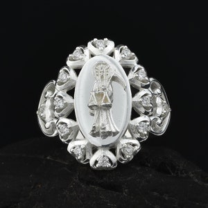 Santa Muerte-ring – Iced Out sterlingzilveren Santa Muerte-ring – Angel Of Death-ring – Guardian of Souls-ring – Magere Hein-ring