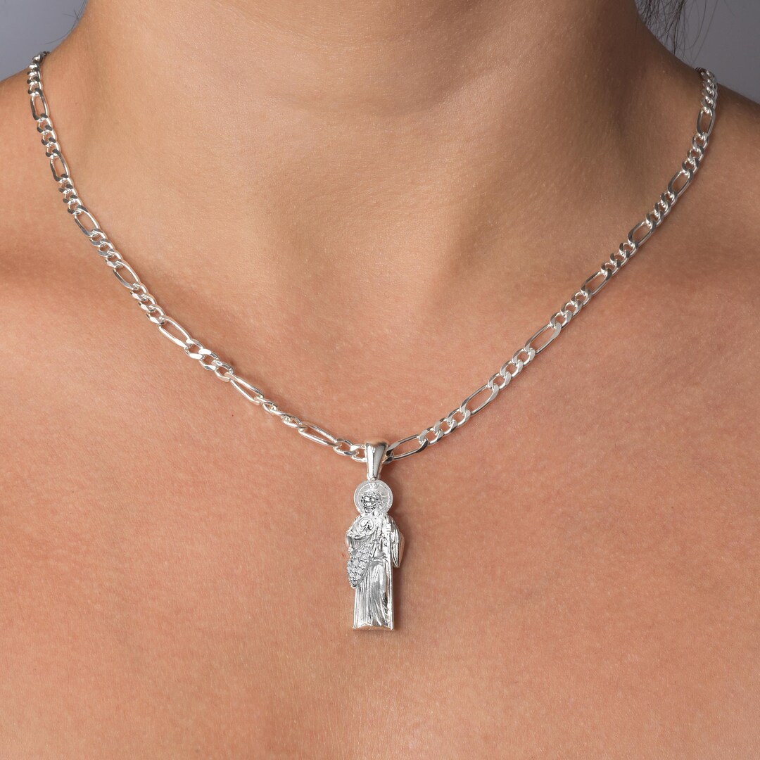 St. Jude Thaddeus Necklace – Religious Silver St Jude Pendant - Saint ...