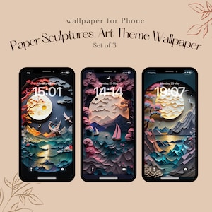 3 Phone Wallpaper Digital Download | paper origami | wallpaper phone | mobile wallpaper | paper sculptures art | paper mobile