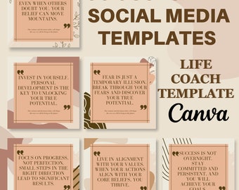 Social Media Editable Canva Templates For Life Coach | 30 Life Coach Quotes Customize Templates For Instagram | Life Coach Social Media