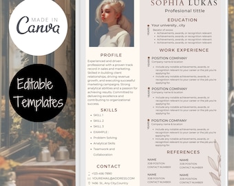 Currículum vitae elegante y sencillo en Canva / Optimización de CV / Diseño de CV profesional / Currículum Vitae / Currículum sencillo /