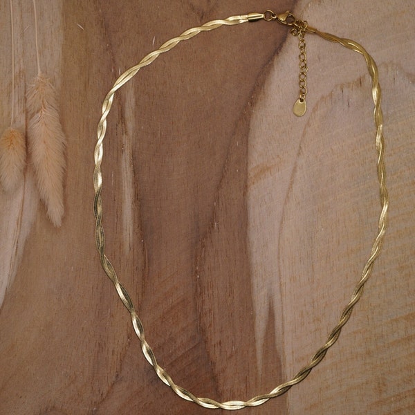 Geflochtene Schlangenhalskette | Schlangenkette | Goldene Halskette | Gedrehte Halskette | Edelstahlschmuck | Geschenk für Sie