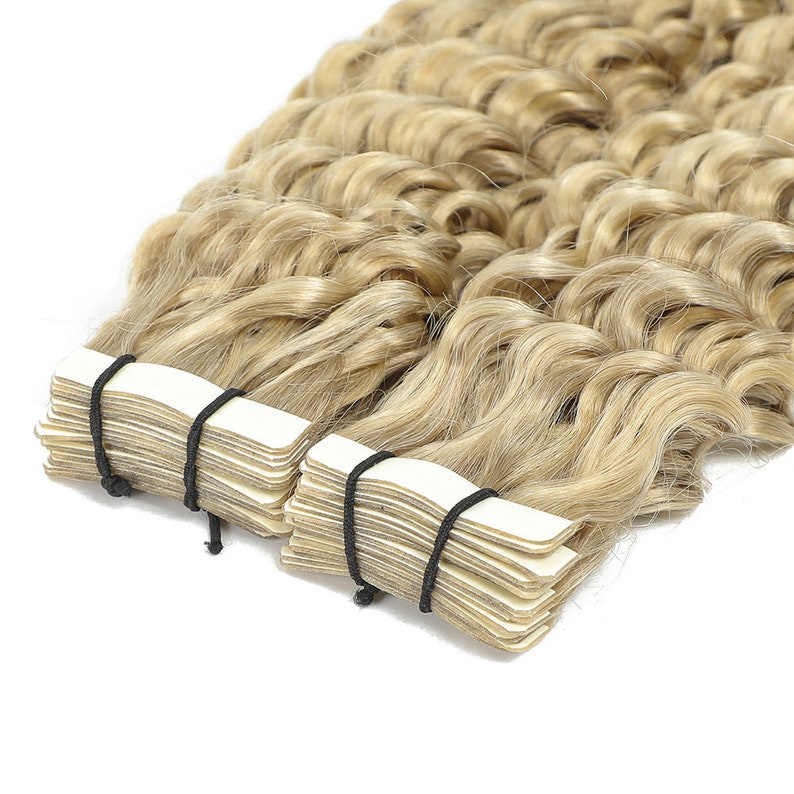 Curly Tape Hair Extensions 3C 18a/60 Ash & Platinum Blonde Highlights Etsy