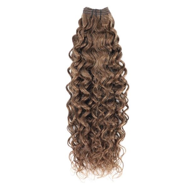 Weft Curly Hair Extensions  #8 Cinnamon Brown