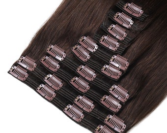 Clip In Hair Extensions Australia #2 Dark Brown 21” 22"
