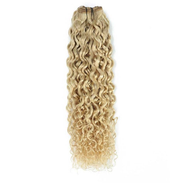 Weft Curly Hair Extensions  #18a/60 Ash and Platinum Blonde Mix