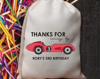 Race Car Birthday Bag - Kids Birthday Favors -Customized Goodie Bag -Custom Name -Childrens Name Bag -Kids Party Favor - Racing BY Birthday