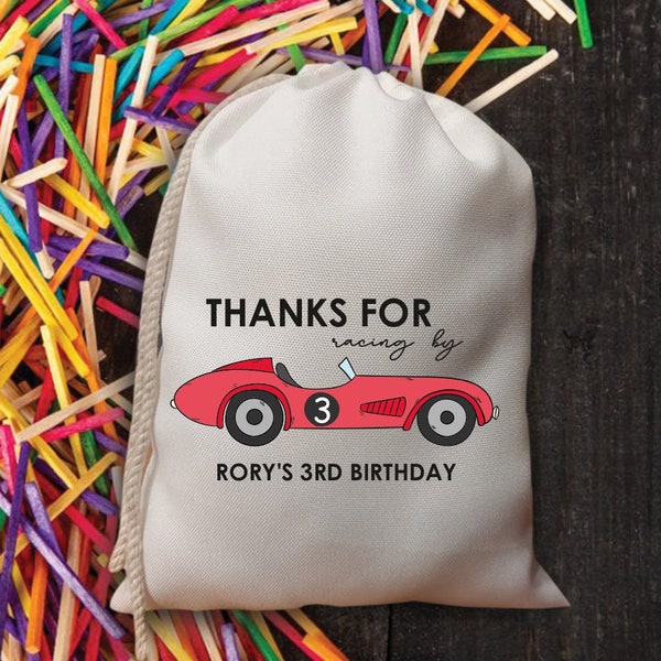 Race Car Birthday Bag - Kids Birthday Favors -Customized Goodie Bag -Custom Name -Childrens Name Bag -Kids Party Favor - Racing BY Birthday