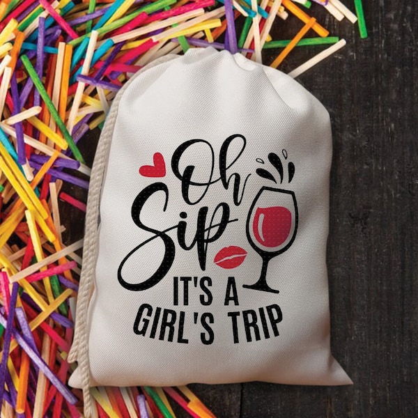 Oh Sip It's A Girls Trip Bags-Customized Recovery Kit-Girls Weekend Trip Party Bags-Bachelorette Party Favor Bags-Girls Trip Party Bag