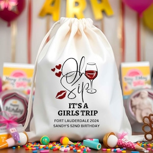 Mädchen Reise Wein Wochenende Geschenke - Es ist eine Mädchen Reise - Weihnachtsweihnachtstaschen - Weinglas Oh Sip Hangover Kit - Mädchen Urlaubs Geschenk