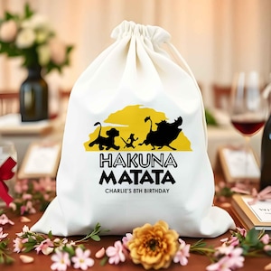 Verjaardagsfeestje Hakuna Matata-The Lion King-thematassen-Kersttascadeaus-Hakuna Matata-bedankzakjes-Feestzakjes-Feestzakjes-Kinderbedankzakjes