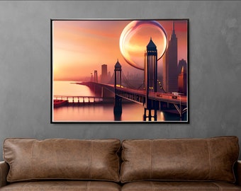 Digitally design art of a distant planet, easy to download and use for wall décor purposes.