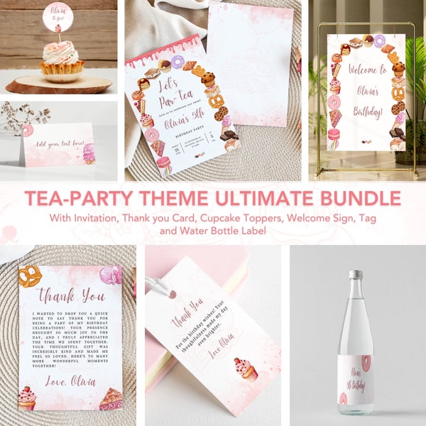 Editable Tea Party Birthday Invitation Par-tea Invitation Package Tea Party Decorations My Tea Party Decorations Sweet Activity Kit