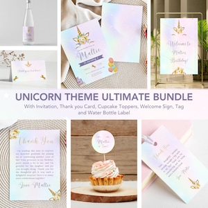 Enchanted Unicorn Birthday Invitation Package Unicorn Party Décorations EDITABLE Invitation Activity Kit Modèle sur le thème de la Licorne