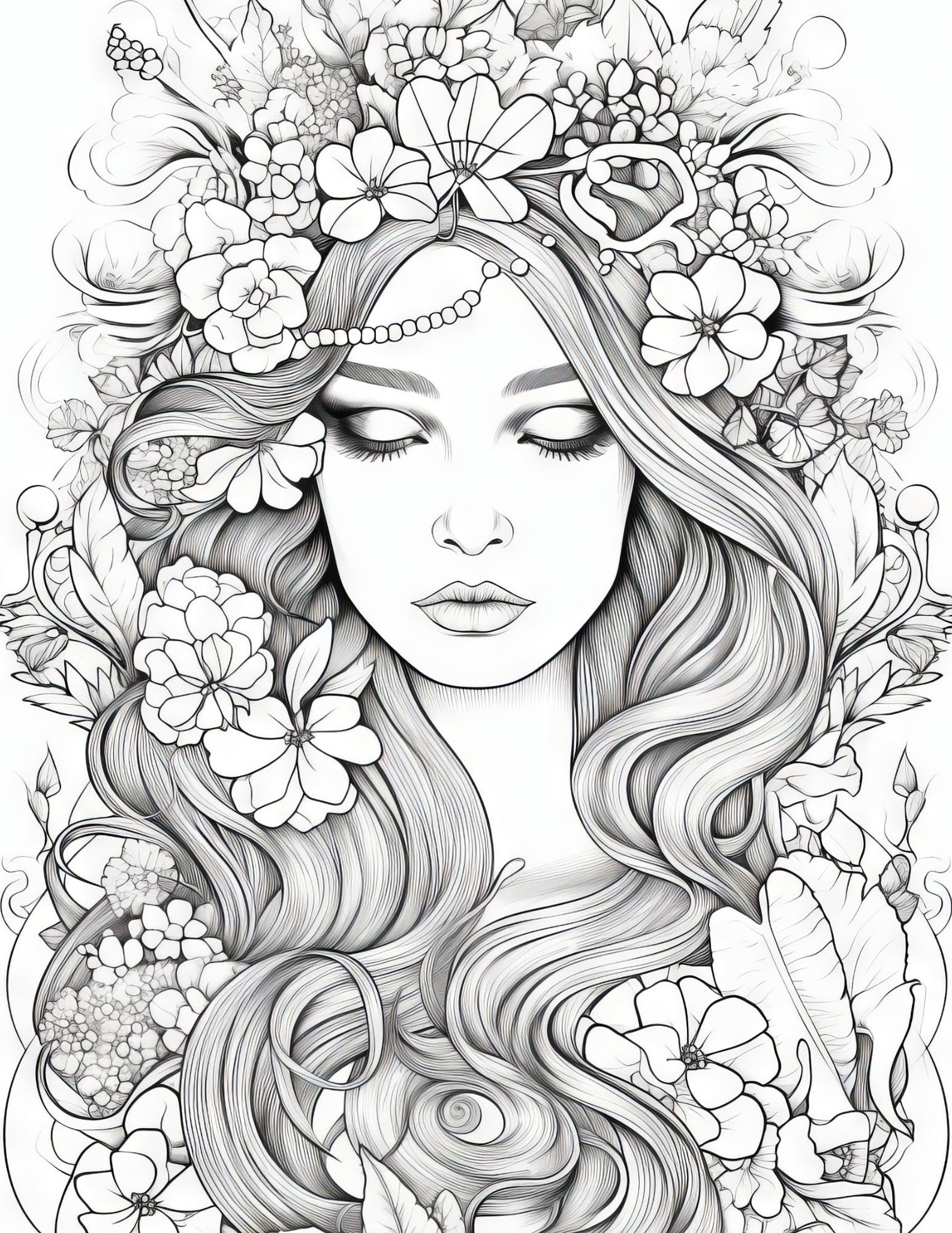 WOMAN Watercolor Adult Coloring Book Printable Coloring Pages ...