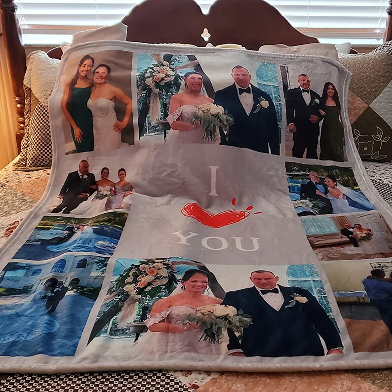 Christmas Present Customized Photo Collage Blankets Etsy