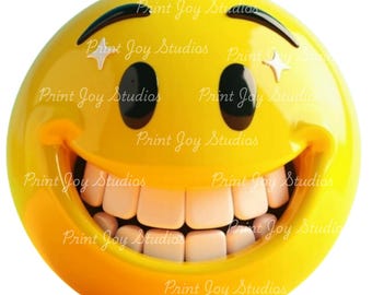 Smiley Face Sticker Digital Download, 600x600px, 2x2in, High-Resolution PNG, Printable Decal