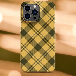 Premium Yellow Tartan Plaid Pattern | Aesthetic Phone Case | iPhone 16 Pro Max | Phone Case | Tough Case
