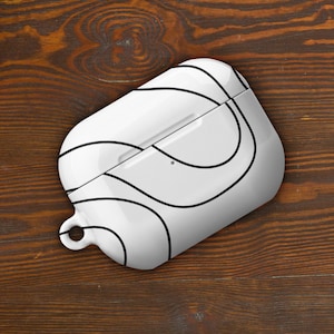 Curvy Line on White Custom AirPods Pro Case | Tough AirPods Case
