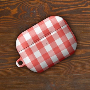 Red White Gingham Custom AirPods Pro Case | Tough AirPods Case