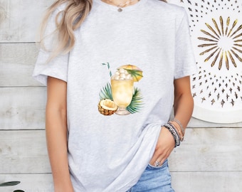 Tropical Cocktail Shirt: Pineapple Design - Soft Unisex Cotton