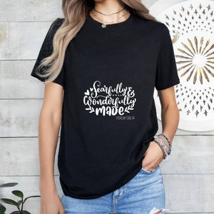 Fearfully and Wonderfully Made Catholic Boho Church Shirt with Inspirational Bible Verse - Jesus Faith Religious