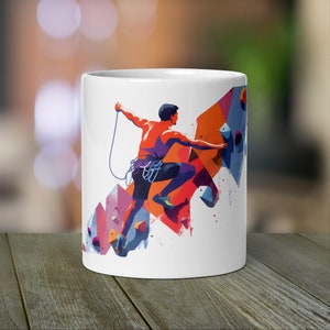 Rock Climbing Mug | Rock Climbing Gift with Neon Color Design for Rock Climber