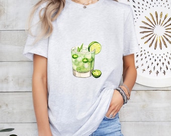 Spicy Margerita Groom or Bride Cocktail Bar Shirt - Minimalist Aesthetic T-Shirt for Bachelor or Hen Party - Fun and Chic Design